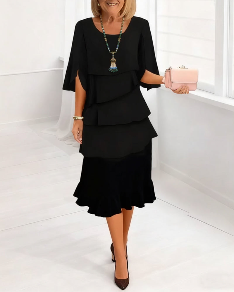 Charlotte | Elegant Split-Sleeve Midi Dress