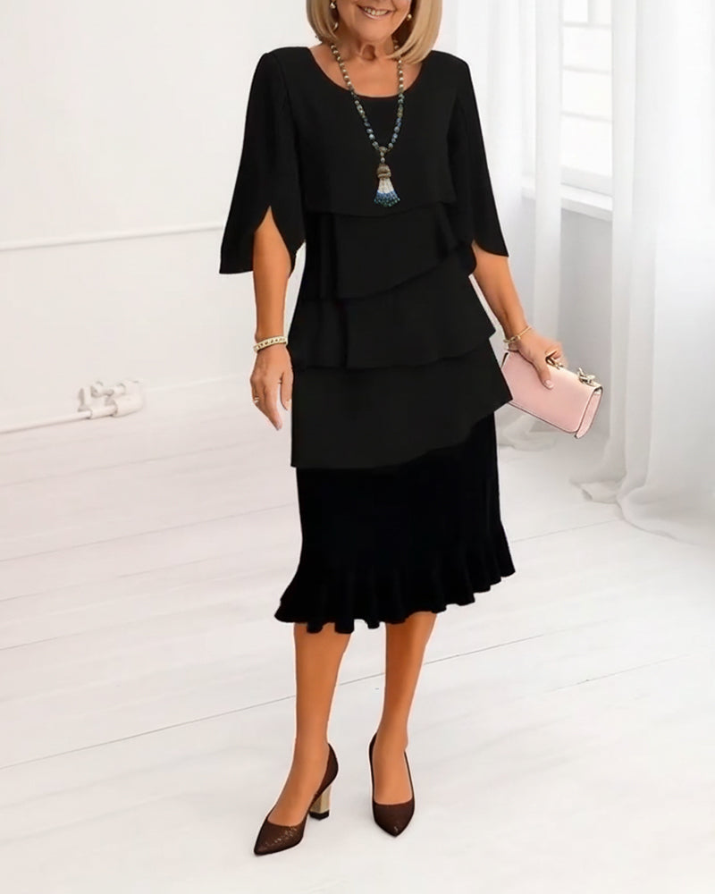 Charlotte | Elegant Split-Sleeve Midi Dress