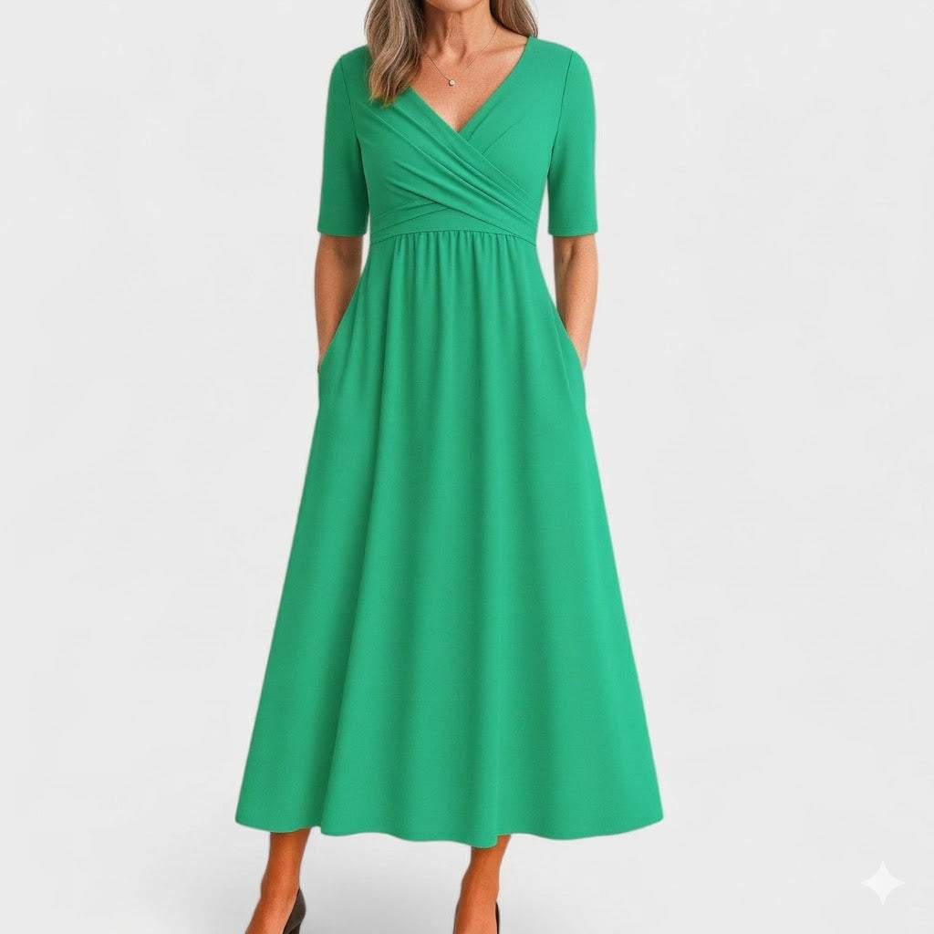 Jessica | Chic V-Neck Midi Dress